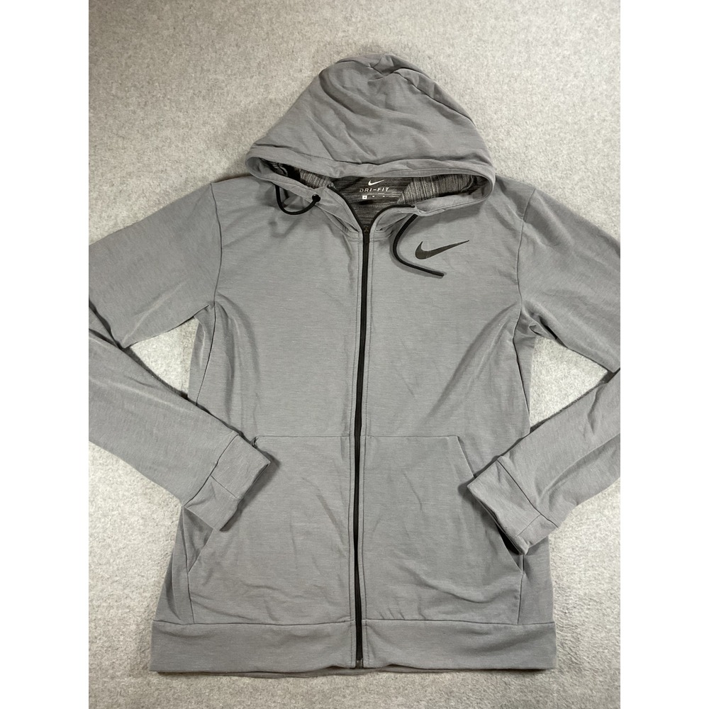Nike Dri-FIT Mens Full Zip Training Hoodie Grey Medium 1692